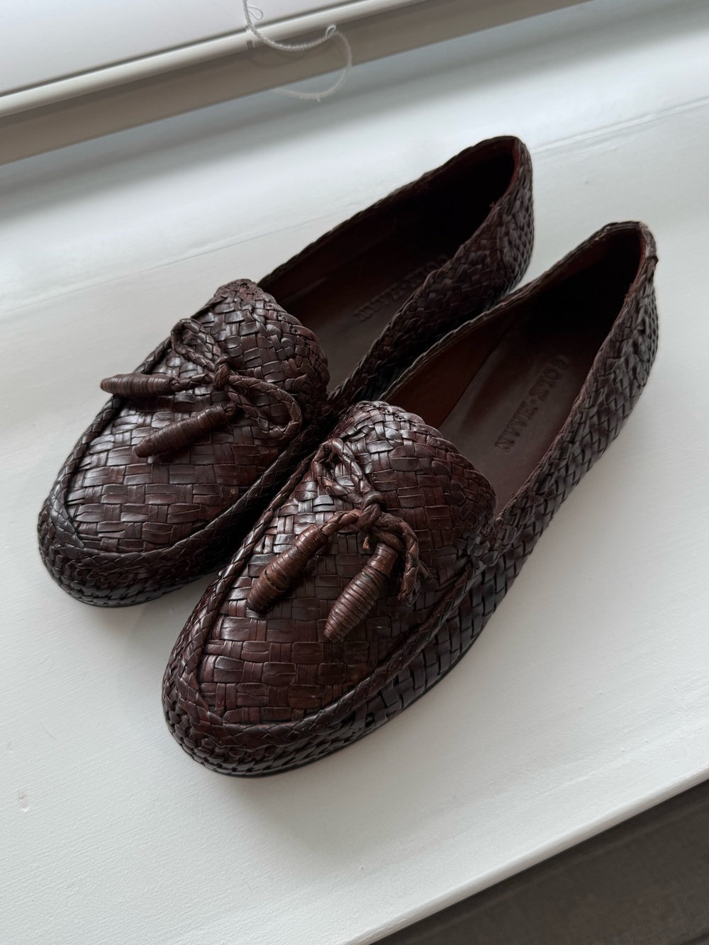Cole Haan Woven Brown Leather Loafers